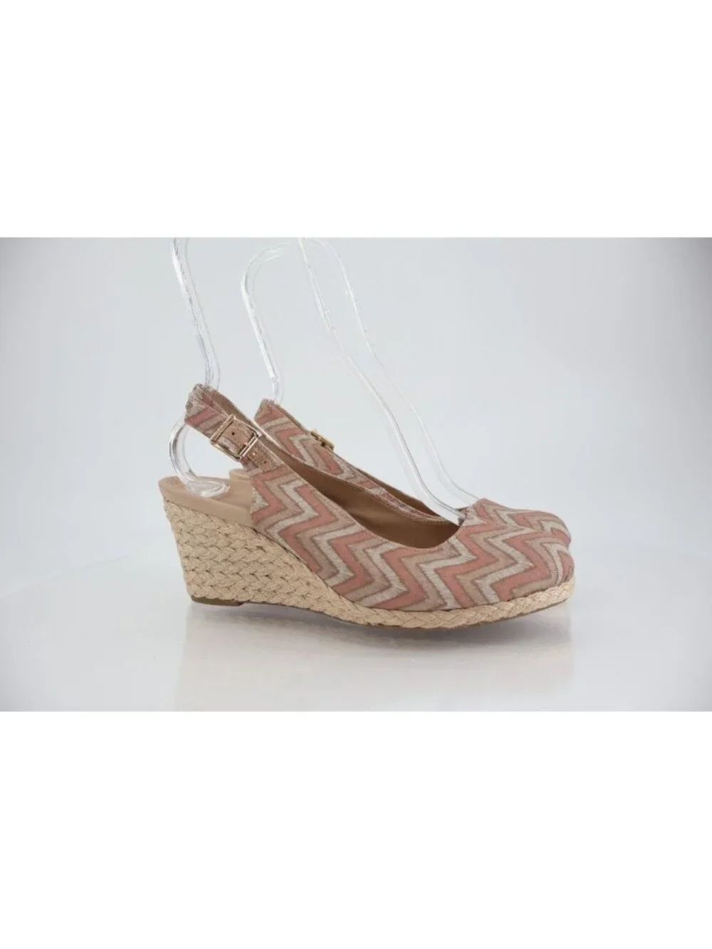 Vionic Coralina Espadrille Wedge Slingback Sandal Women Size 8 Beige Chevron